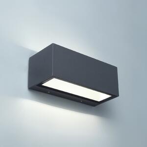 LUTEC LED лампа за външна стена GEMINI, тъмно сива, 22 см, IP54, осветява, Сив, Алуминий, Модерен, Стенна ъглова