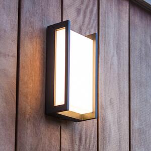 LUTEC LED лампа за външна стена QUBO, тъмно сива, височина 22 см, метал, IP54, Сив, Алуминий, Модерен