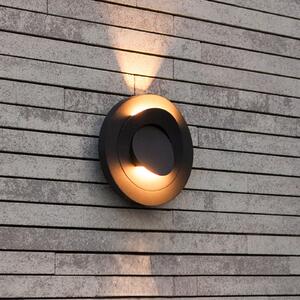 LUTEC LED осветително тяло за външна стена MOOV, тъмно сиво, Ø 21 см, метал, IP54, Сив, Алуминий, Модерен