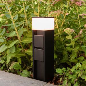 LUTEC LED лампа за поставяне на пода MAINS, черна, 37 см, IP54, 2 контакта, Черен, Алуминий, Модерен