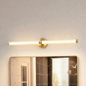 Lucande LED стенна лампа Melisa, златна, 90 cm, CCT, IP44, Злато / месинг, Баня, Стъкло, Модерен