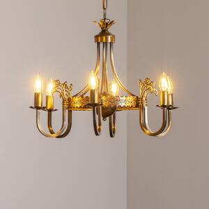 Jupiter Полилей Castle, светло патиниран, Ø 62 cm, метал, 6-свещник., Затъмняване, Бронзов / античен месинг, Дневна/трапезария, Метал, Античен
