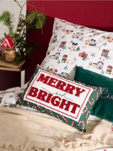 Sinsay - Коледна декоративна възглавница с надпис „Merry and Bright“ - зeлeн