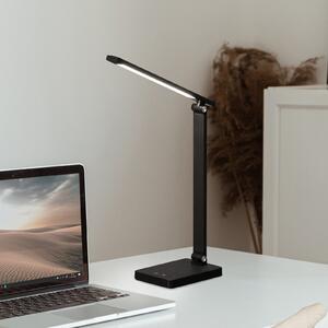 LED акумулаторна настолна лампа за офис Ole, черна, сензорна, димируема