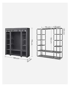 Сгъваем шкаф, Songmics, 150 x 45 x 175, LSF003I02, Сив