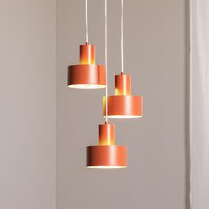 SIGMA Висяща лампа Rif 3, тухленочервена, кръгла, с 3 лампи, Ø 33 cm, Затъмняване, Червен, Дневна/трапезария, Метал, Модерен