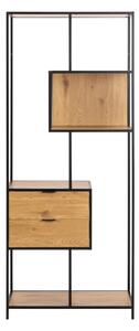 Библиотека от дъбов декор в черен и естествен цвят 77x185x35 cm Seaford – Actona