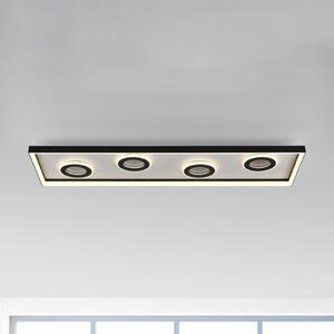 Paul Neuhaus LED лампа за таван Dune, 100cm, черна, CCT, дим., Затъмняване, Черен, Дневна/трапезария, Алуминий, Модерен, Директен ъглов таван