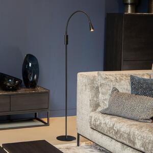 Lucide LED подова лампа Zozy, черна, 3-StepDim, височина 145 cm, гъвкаво рамо, Затъмняване, Черен, кабинет / офис, Пластмаса, Модерен