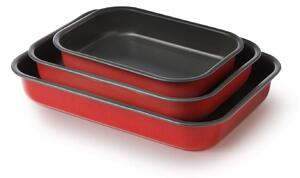 Комплект от 3 правоъгълни тави AM Cucina Sano, 25/30/35cm, червени