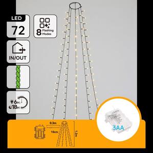Aigostar - LED външна коледна гирлянда 72xLED/8 функции 3xAA 1,2m IP44 топла бяла светлина