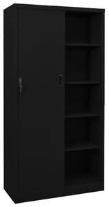VidaXL Офис шкаф с плъзгаща се врата, черен, 90x40x180 см, стомана