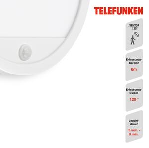 Telefunken 313706TF-LED Екстериорен аплик със сензор LED/15W/230V IP44