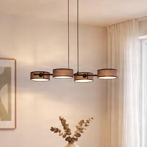 EMIBIG LIGHTING Висяща лампа Drumz 4, кафява, плат/стомана, дължина 80 cm, E14, Затъмняване, Кафяв / ръждив, Дневна/трапезария, Плат / текстил, Модерен