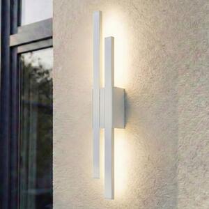Lindby LED външна стенна лампа Sakari, бяла, алуминий, височина 59 cm, Бял, Алуминий, Модерен