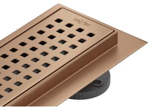 Mexen Flat 360° M08 въртящ се линеен сифон 90 см, четкан мед - 1C25090-40