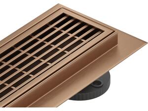Mexen Flat 360° M33 въртящ се линеен сифон 80 см, четкана мед - 1C33080-40