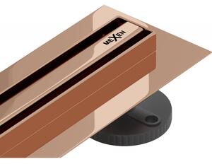 Mexen Flat 360° Slim линеен въртящ се сифон 70 см, розово злато - 1641070