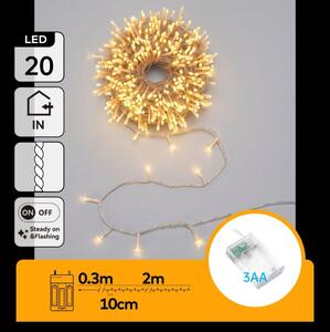 Aigostar - LED коледен гирлянд 20xLED/3xAA 2,3 m топло бяло