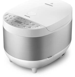 Мултифункционален уред за готвене Philips HD4713/40, 1300W, 60 програми, 6 литра, 3D система за нагряване, 5-слоен съд за готвене, бял