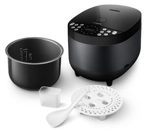 Мултифункционален уред за готвене Philips HD4713/41, 5l вместимост, 60 програми за готвене, 896W, незалепващо покритие, черен