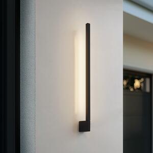 Lindby LED стенна лампа Neano, 80 cm, черна, метал, IP54, Черен, Алуминий, Модерен