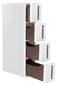 Шкаф за съхранение с чекмеджета, Songmics, Бял/Кафяв, 45 x 17 x 83 см, KFR08WT