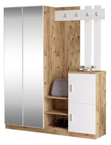 Закачалка с шкаф Doorse меламинирана бяла - сонома 147.5x35x180см