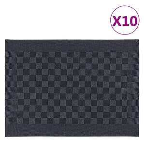 VidaXL Кухненски кърпи 10 бр черно и сиво 50x70 см памук