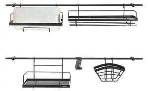 Стенен органайзер за кухня Kinghoff KH 1498, Тип Релса, 16 части, Стоманен, Черен