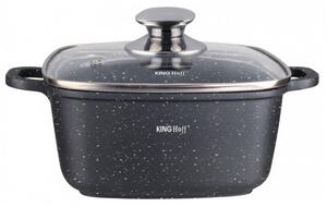 Тенджера за фурна и котлон Kinghoff KH 1603, 24x24, 4.5l, Мраморно покритие, Индукция, Черен