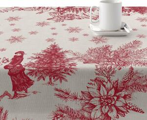 Резинирана покривка за маса, устойчива на петна Belum Christmas Toile Червен лен 200 x 150 cm