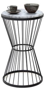Метален - Mdf странична маса Hoffman в черен - бял мраморен ефект 35x35x58см