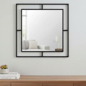 Ъглов алуминиев стенен огледало в черен цвят 58,6x2x58,6см