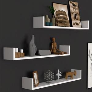 Меламинов стенен рафт Tyrion 3 части в бял цвят 90x15x12см