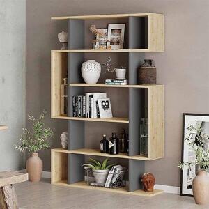 Книжна рафт Mito от меламин в дъб - антрацит 108x25x161см