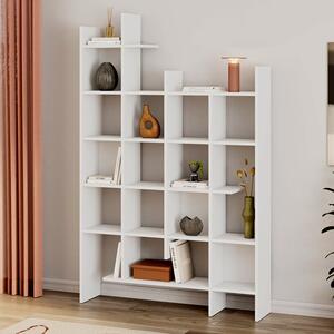 Меламинов шкаф за книги Manco в бял цвят 122x25,5x188см