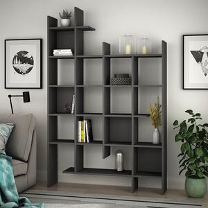 Меламинов шкаф за книги Manco в антрацитен цвят 122x25,5x188см