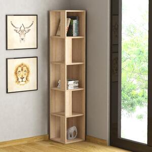 Меламинов ъглов шкаф за книги Piano в цвят дъб 31,4x31,4x158,9см