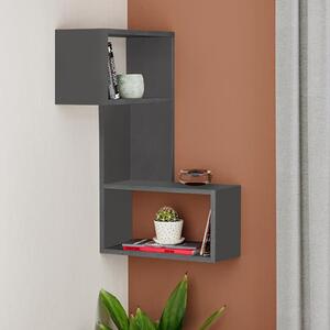 Меламинов ъглов рафт Part в антрацитен цвят 47x20x82см