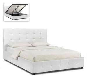 Легло Iro TopMebel от PU кожа с място за съхранение в бял цвят 160x200cm