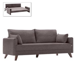 Триместен разтегателен диван Bella TopMebel от плат в кафяв цвят 208x81x85cm