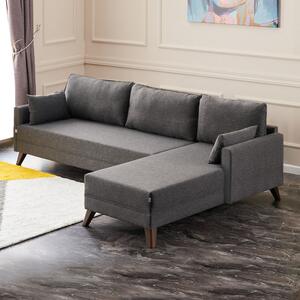 Тапициран десен ъглов диван Bella TopMebel в антрацит цвят 275x165x85см