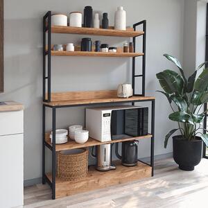 Метална етажерка Foyer в черен цвят - цвят борова дъб 101x36x160,7см