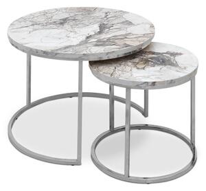 Кафе маси Gary MDF/метални в мраморен ефект - хром цвят 65x65x44см