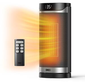 Вентилаторна печка DREO Solaris 619, 2000W, 20 м2, PTC, 5 режима, 8-степенна защита, Таймер, Дистанционно управление, 70° завъртане, 5-35°C, Черен/сив