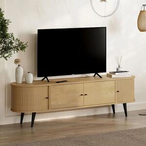 Нежен телевизионен шкаф от меламин в сапфирен дъб 180x40x52см