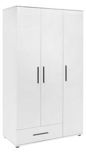 Шкаф с 3 врати Bianco от меламин в бял цвят 103x52x187см