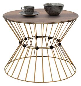 Girene metal - МДФ coffee table in gold - walnut Ø55x42см