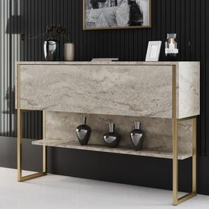 Буфет от меламин Luxe в цвят травертин - злато 120x30x80см